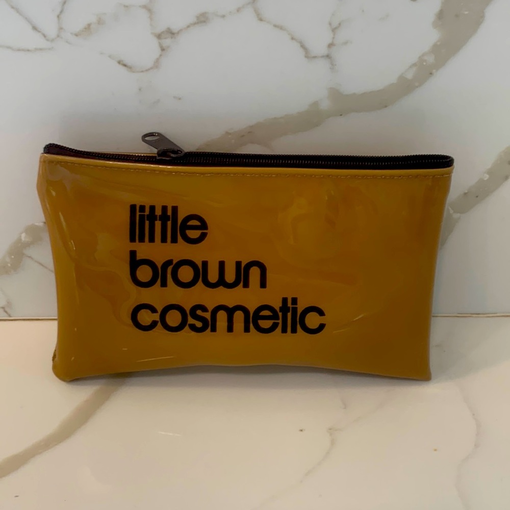 Bloomingdale's Little Brown Cosmetic Bag - Mustard